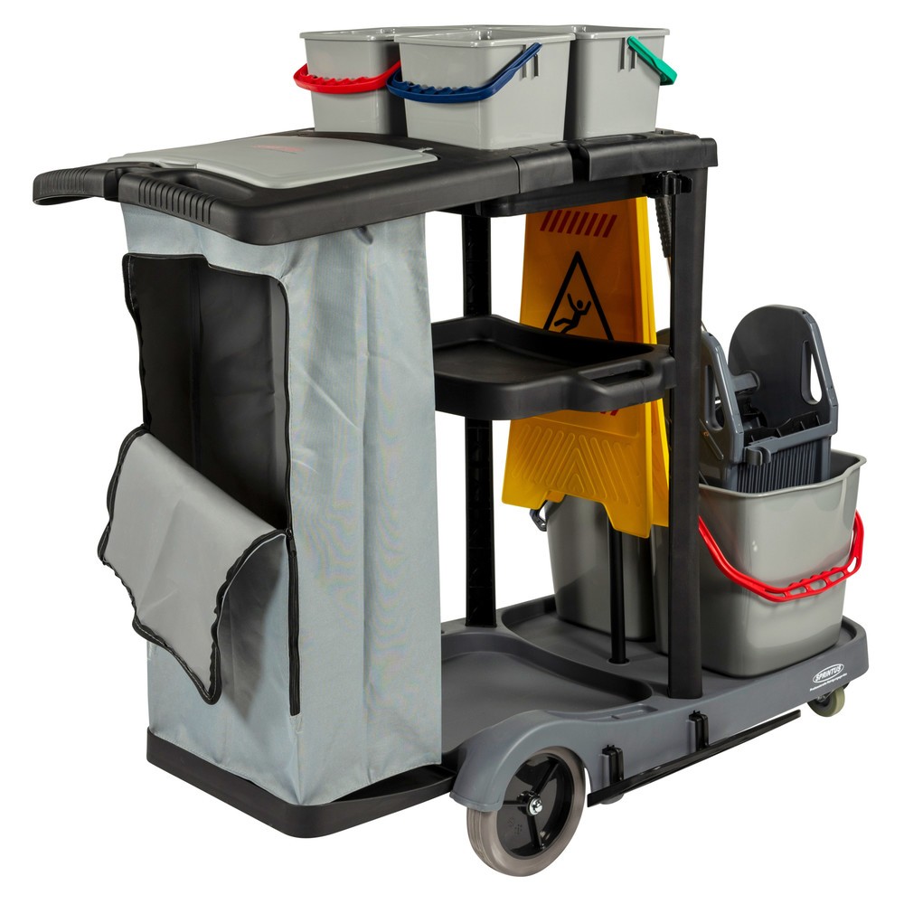 Immagine del prodotto n. 6: SPRiNTUS Carrello di servizio set 3, secchio 2x 17 litri + 4x 4 litri, lavapavimenti con mop Premium 400 mm, treppiede di indicazione