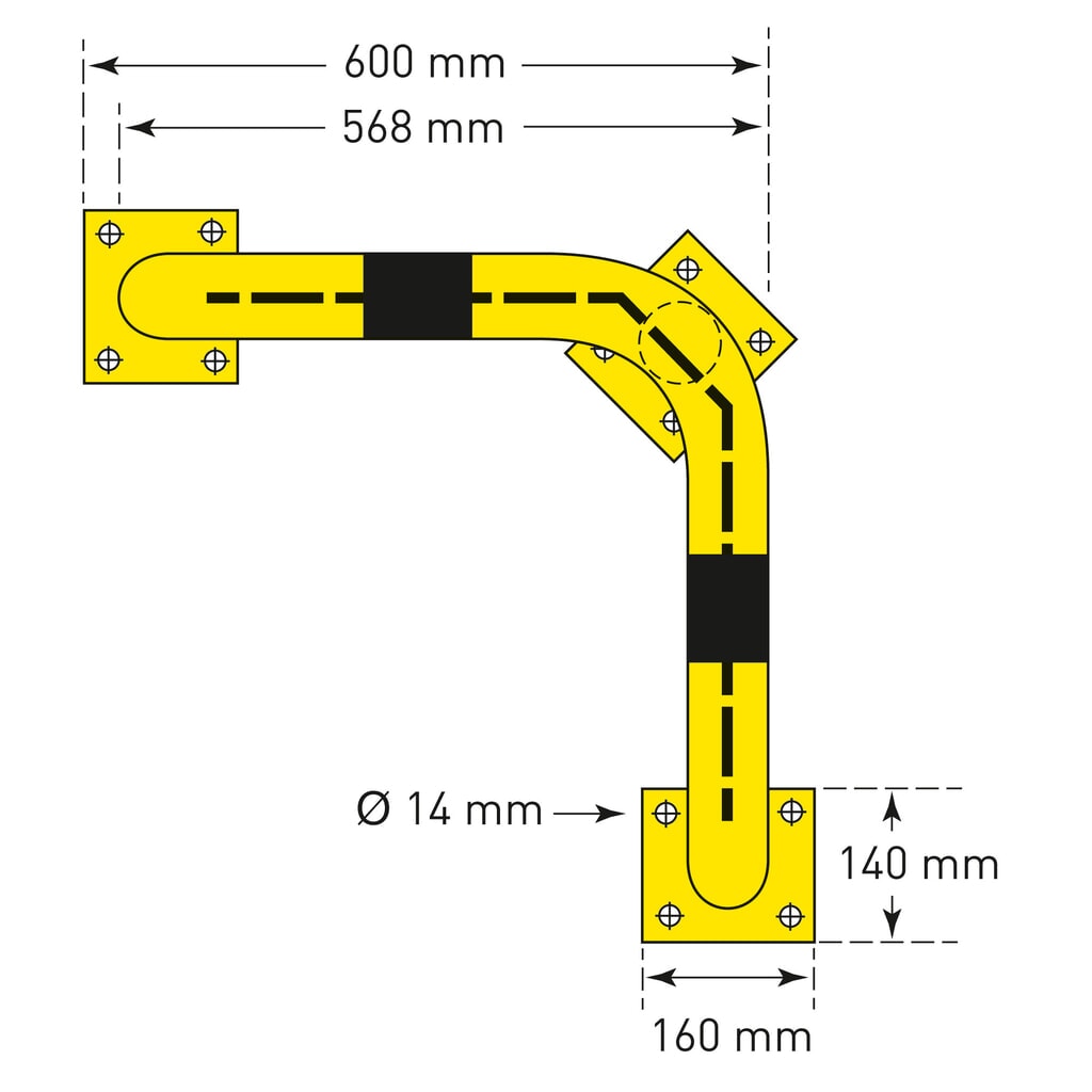 Staffa di protezione angolare, con protezione anti-incastro, per interni, AxL 350 x 600 mm Immagine del prodotto n. 4: Staffa di protezione angolare, con protezione anti-incastro, per interni, AxL 350 x 600 mm