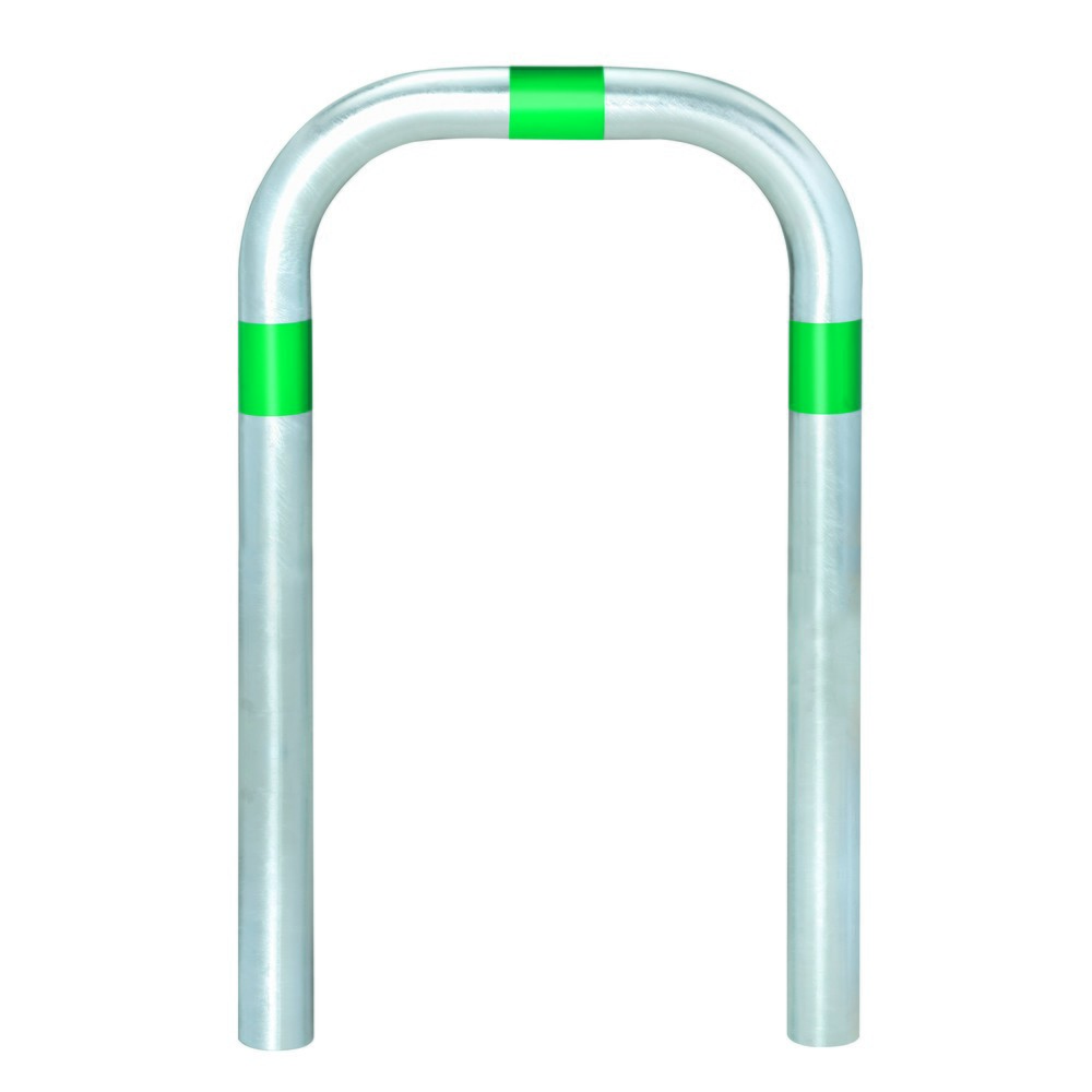 Immagine del prodotto n. 1: Barra di protezione per stazioni di ricarica, Ø 60 mm, L x A 500 x 500 mm, per fissaggio in calcestruzzo, anelli riflettenti verdi