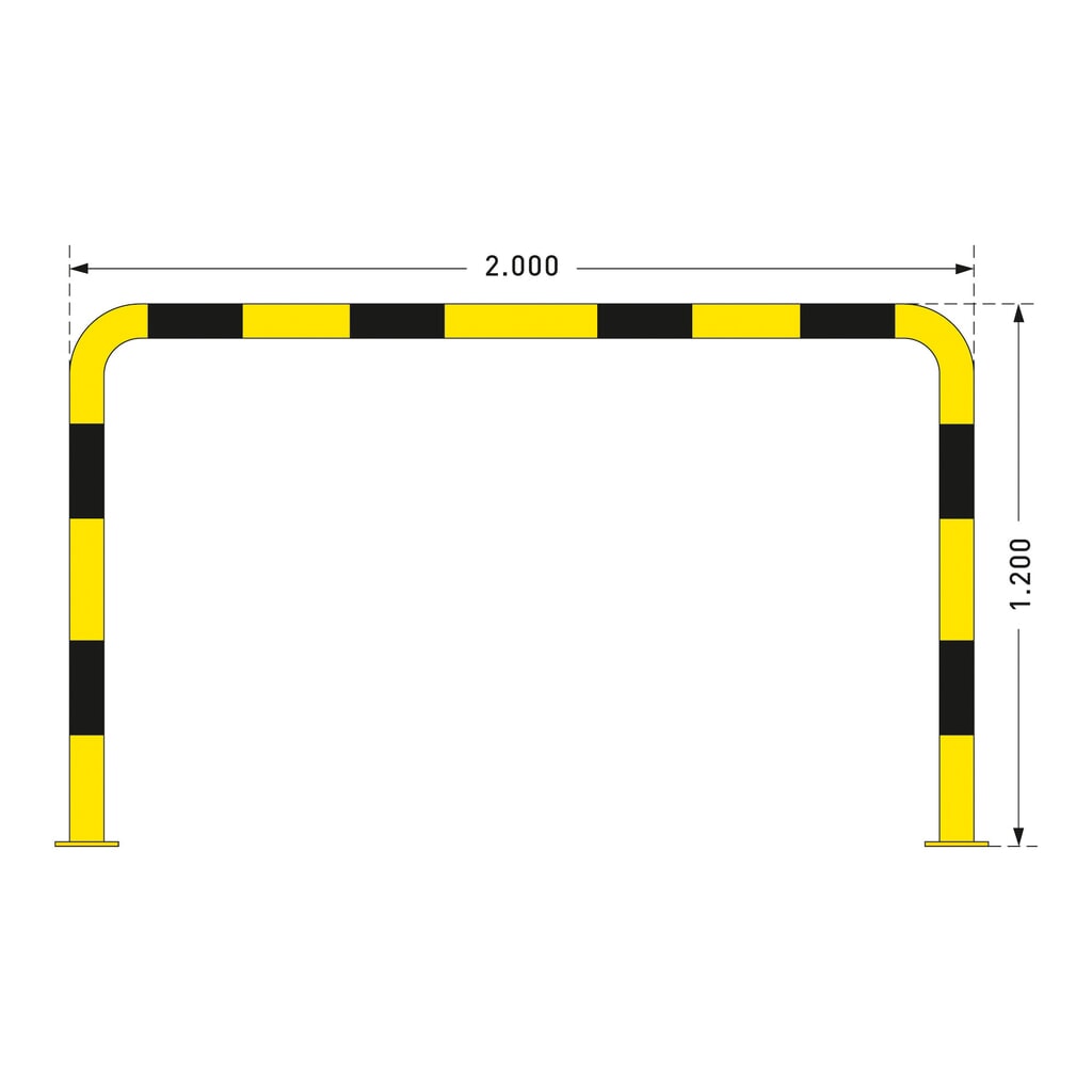 Staffa anticollisione con protezione anti-incastro impiego esterno, Ø 76 mm, AxL 1.200 x 2.000 mm Immagine del prodotto n. 2: Staffa anticollisione con protezione anti-incastro impiego esterno, Ø 76 mm, AxL 1.200 x 2.000 mm