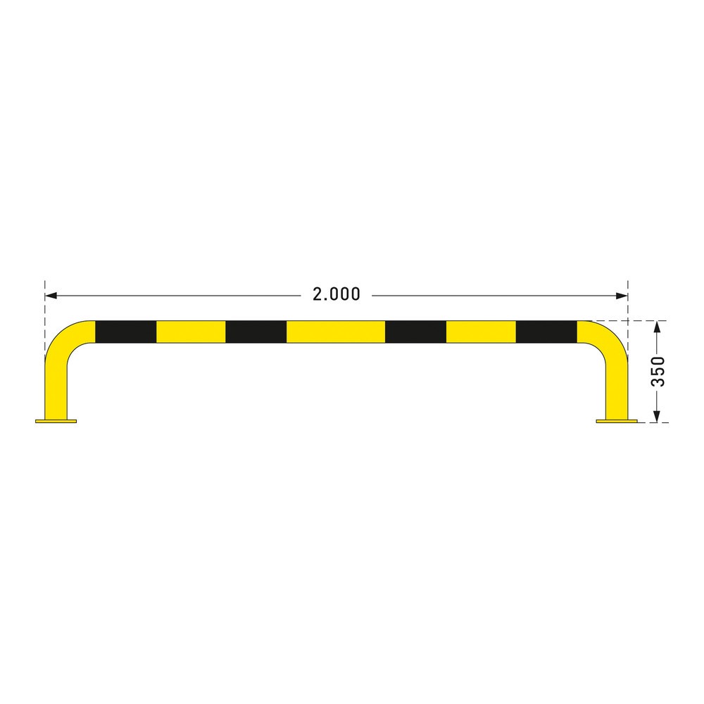 Immagine del prodotto n. 2: Staffa anticollisione con protezione anti-incastro impiego esterno, Ø 76 mm, AxL 350 x 2.000 mm