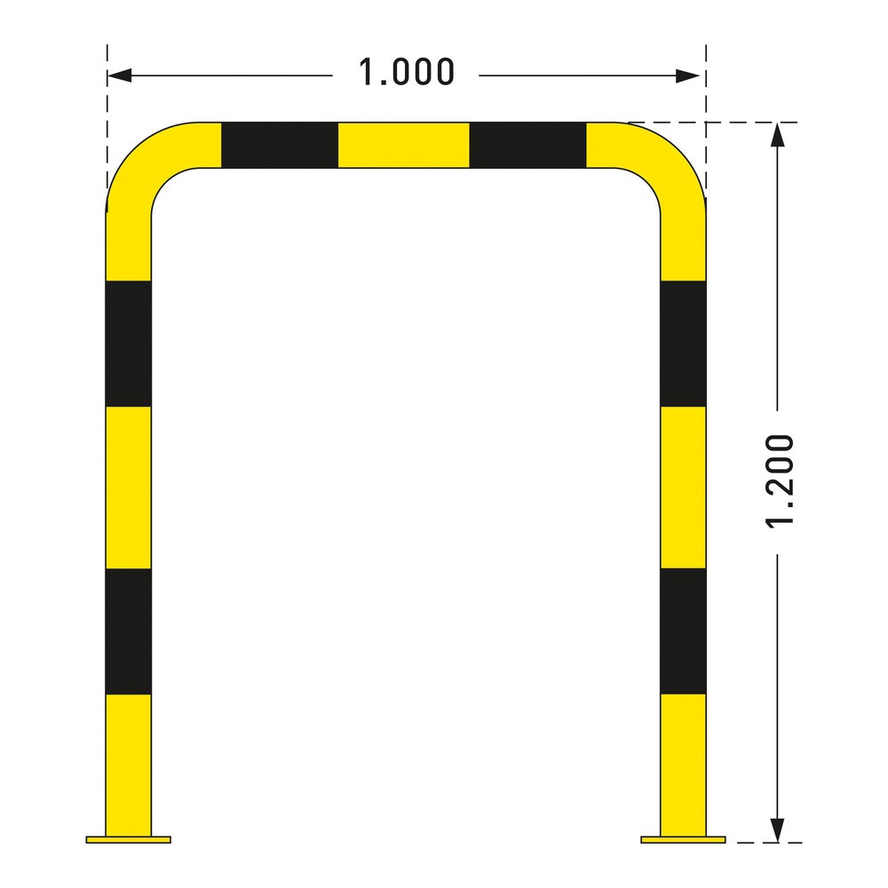Immagine del prodotto n. 4: Staffa anticollisione con protezione anti-incastro impiego esterno, Ø 76 mm, AxL 1.200 x 1.000 mm