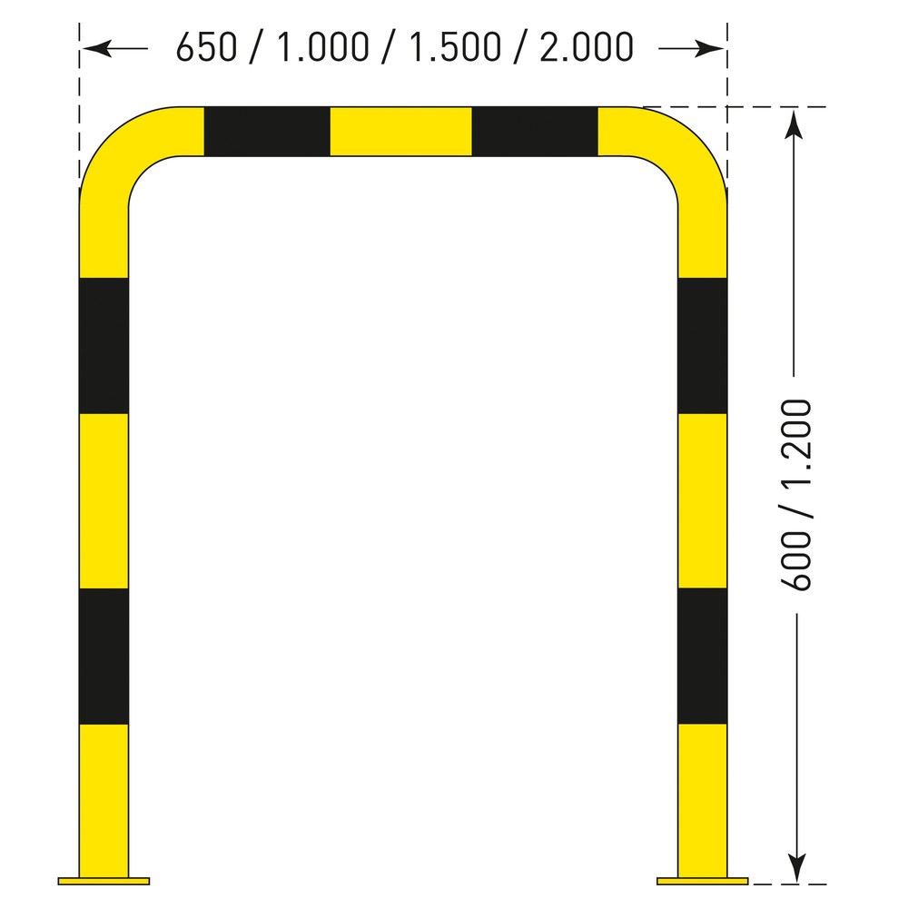 Immagine del prodotto n. 4: Staffa anticollisione con protezione anti-incastro impiego esterno, Ø 108 mm, AxL 600 x 1.500 mm