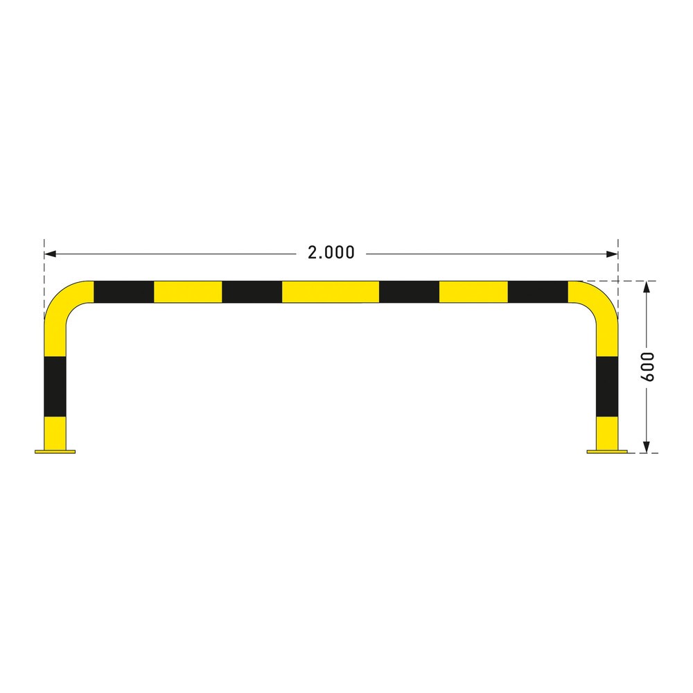 Immagine del prodotto n. 2: Staffa anticollisione con protezione anti-incastro impiego interno, Ø 76 mm, AxL 600 x 2.000 mm
