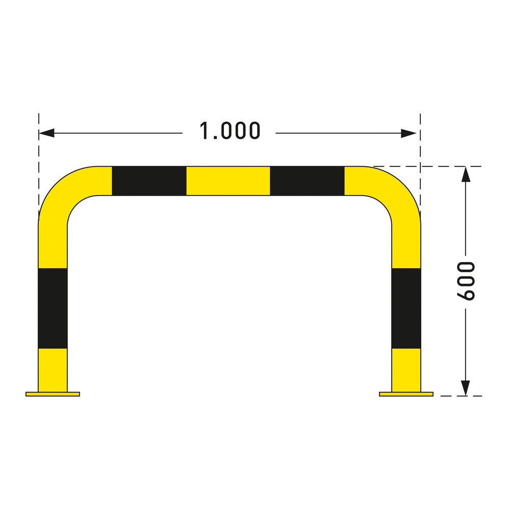 Immagine del prodotto n. 3: Staffa anticollisione con protezione anti-incastro impiego interno, Ø 76 mm, AxL 600 x 1.000 mm