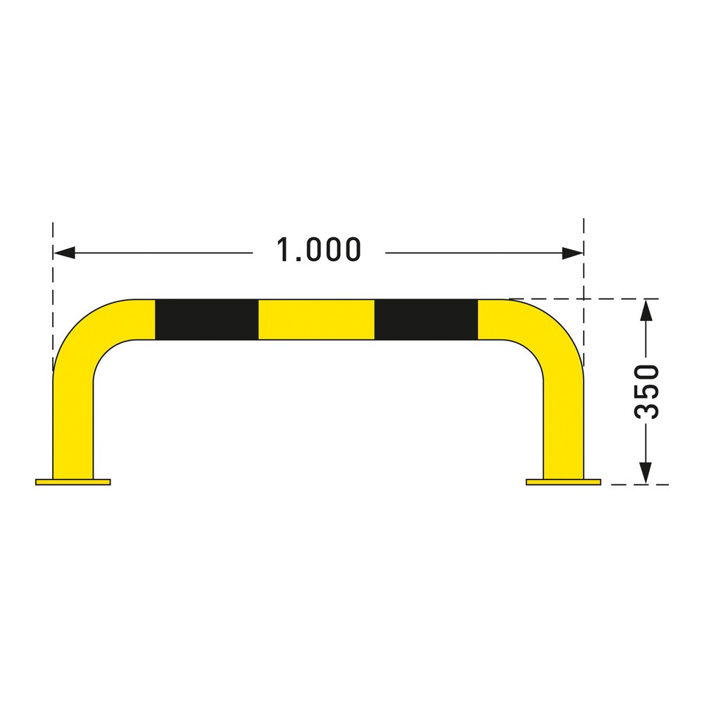 Immagine del prodotto n. 2: Staffa anticollisione con protezione anti-incastro impiego interno, Ø 76 mm, AxL 350 x 1.000 mm