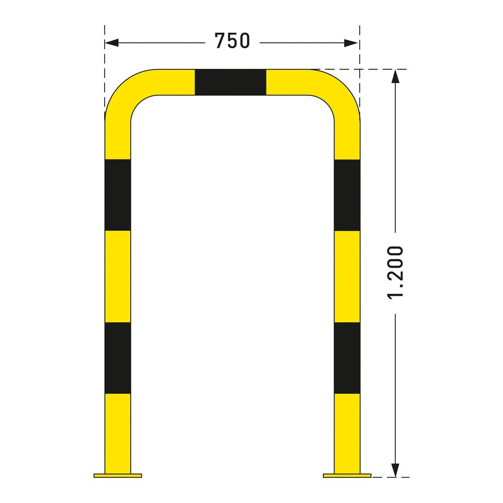 Immagine del prodotto n. 3: Staffa anticollisione con protezione anti-incastro impiego interno, Ø 76 mm, AxL 1.200 x 750 mm