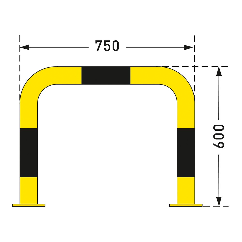 Immagine del prodotto n. 2: Staffa anticollisione con protezione anti-incastro impiego interno, Ø 76 mm, AxL 600 x 750 mm