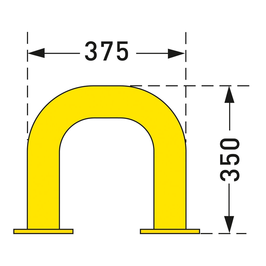 Staffa anticollisione con protezione anti-incastro impiego interno, Ø 76 mm, AxL 350 x 375 mm Immagine del prodotto n. 2: Staffa anticollisione con protezione anti-incastro impiego interno, Ø 76 mm, AxL 350 x 375 mm
