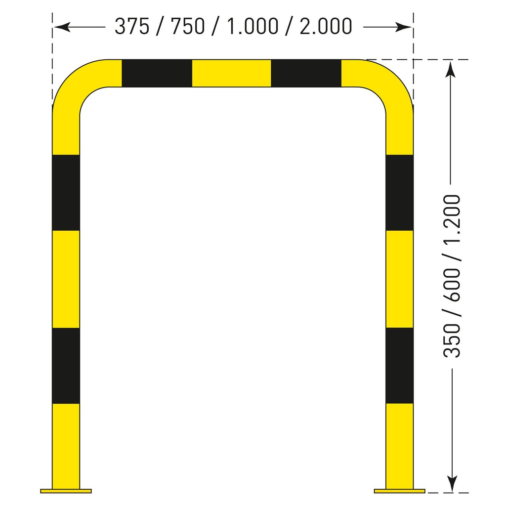 Immagine del prodotto n. 4: Staffa anticollisione con protezione anti-incastro impiego interno, Ø 76 mm, AxL 1.200 x 750 mm