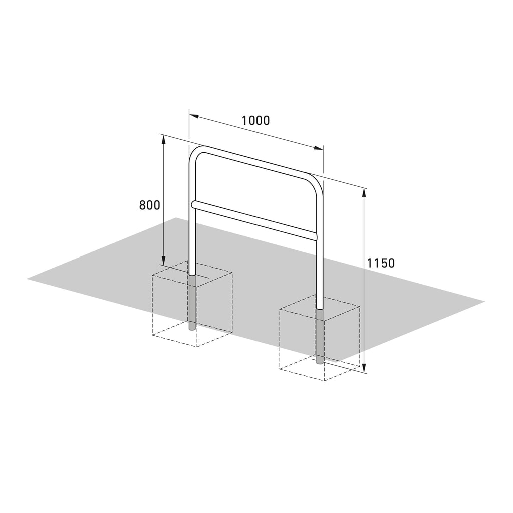 Staffe di appoggio con tubo a gomito, da cementare, lunghezza 1.000 mm Immagine del prodotto n. 4: Staffe di appoggio con tubo a gomito, da cementare, lunghezza 1.000 mm