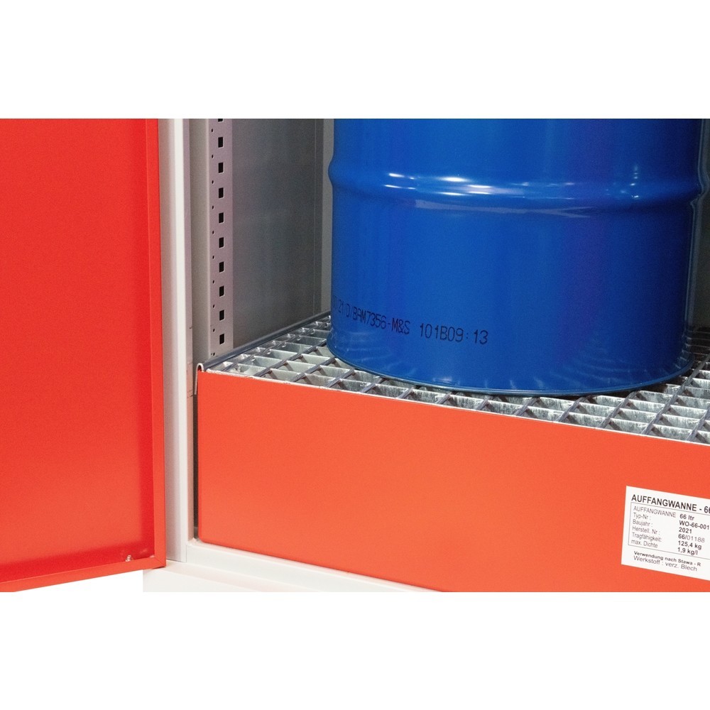 Immagine del prodotto n. 5: Armadio di sicurezza per oli Steinbock®, 2 ripiani a griglia regolabili in altezza, 1 vasca di raccolta, AxLxP 1.950 x 950 x 500 mm