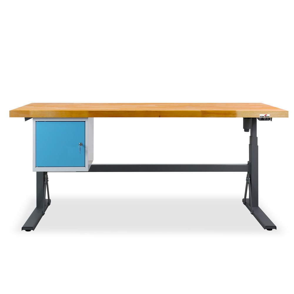 Immagine del prodotto: Banco da lavoro Steinbock® regolabile elettricamente in altezza e-Adjust, con contenitori nella base, AxLxP 700-1.170 x 2.000 x 750 mm, portata 350 kg