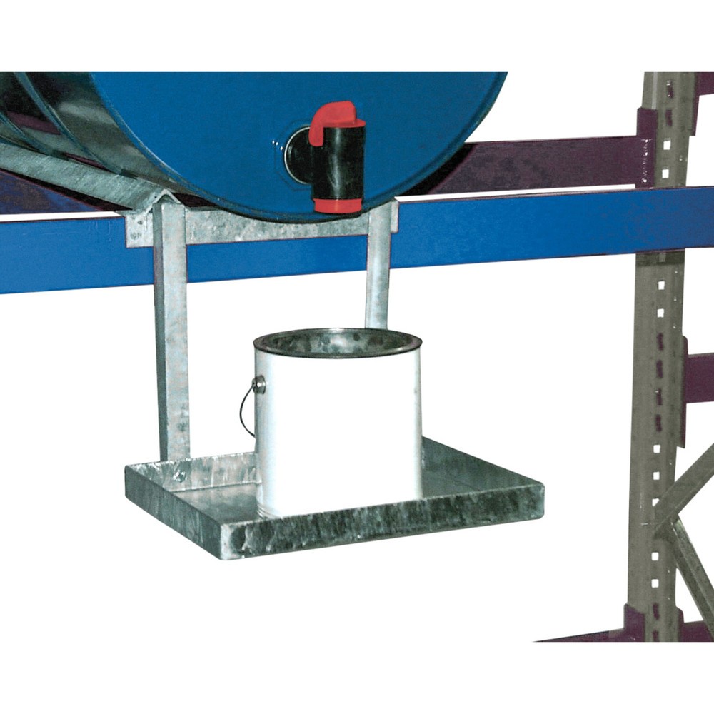 Supporto bidoni per scaffalatura per fusti, incl. vasca di raccolta, zincata