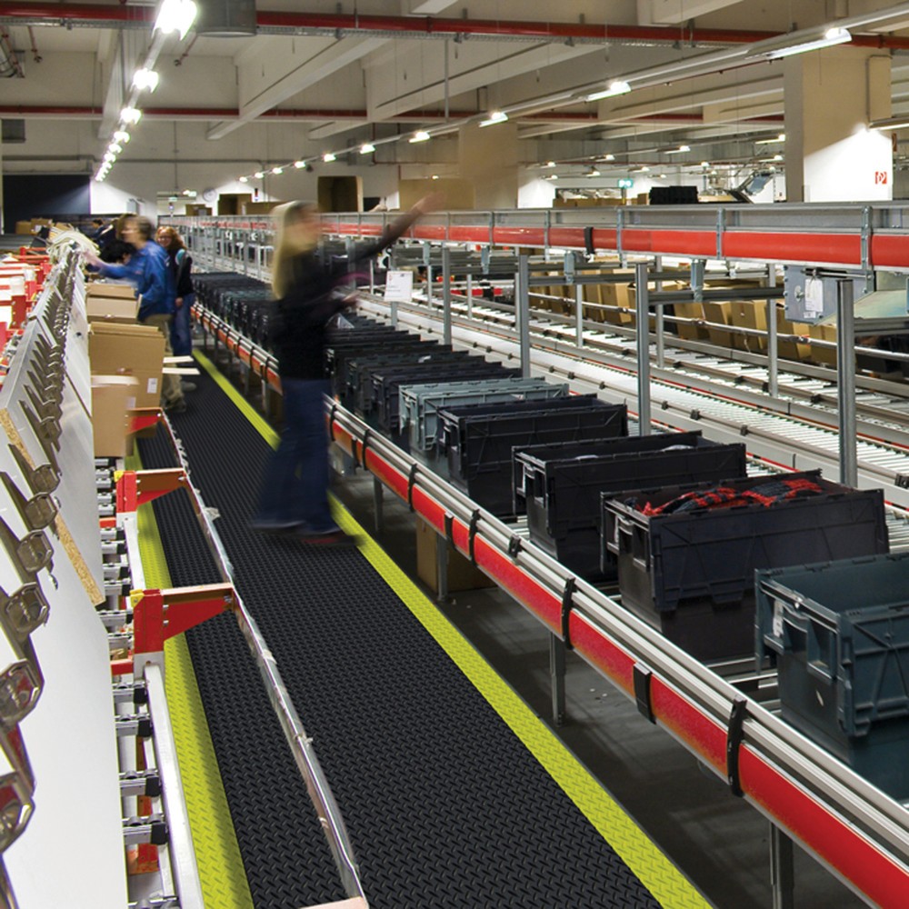 Immagine del prodotto n. 2: Tappetino defaticante per i settori industria e artigianato, metro lineare x 600 mm, nero/giallo