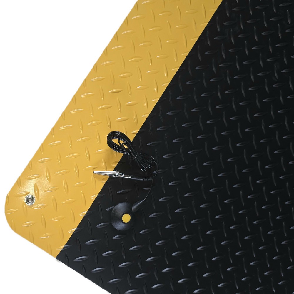 Immagine del prodotto: Tappetino defaticante Steinbock® ESD ErgoSoft Strong, profilo a diamante, 2 strati, LxL 600 x 1.000 mm, nero/giallo