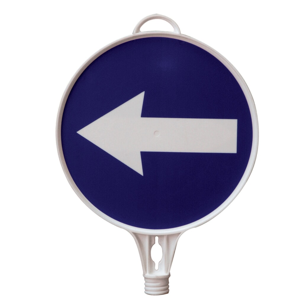 Targhetta di avvertimento freccia direzionale, a sinistra, rotondo, ø 280 mm Immagine del prodotto: Targhetta di avvertimento freccia direzionale, a sinistra, rotondo, ø 280 mm