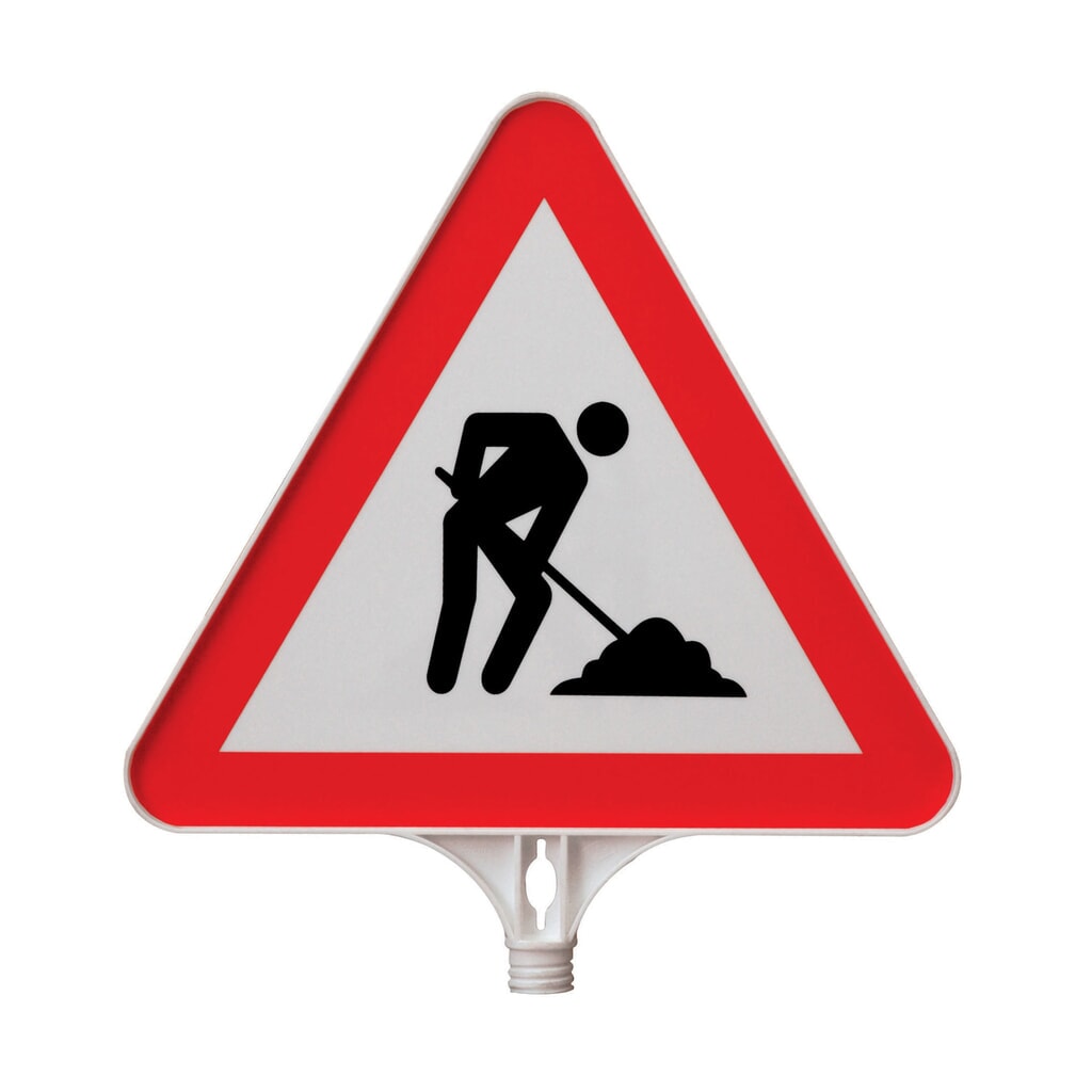 Targhetta di avvertimento lavori in corso, triangolare, lunghezza laterale 390 mm Immagine del prodotto: Targhetta di avvertimento lavori in corso, triangolare, lunghezza laterale 390 mm