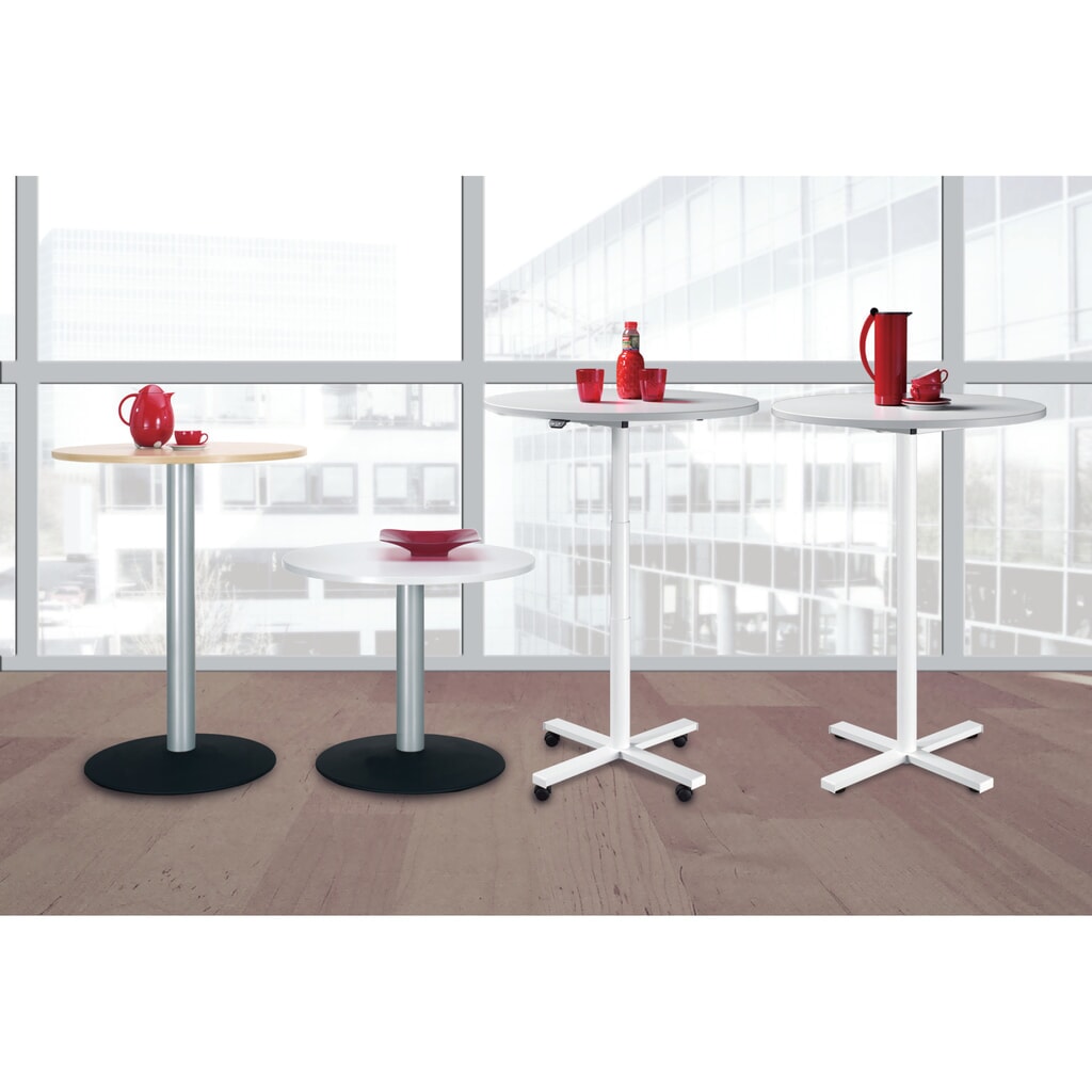 Immagine del prodotto: Tavolo a colonna con base a stella, regolabile in altezza, ØxH 900 x 680-1.120 mm, acero