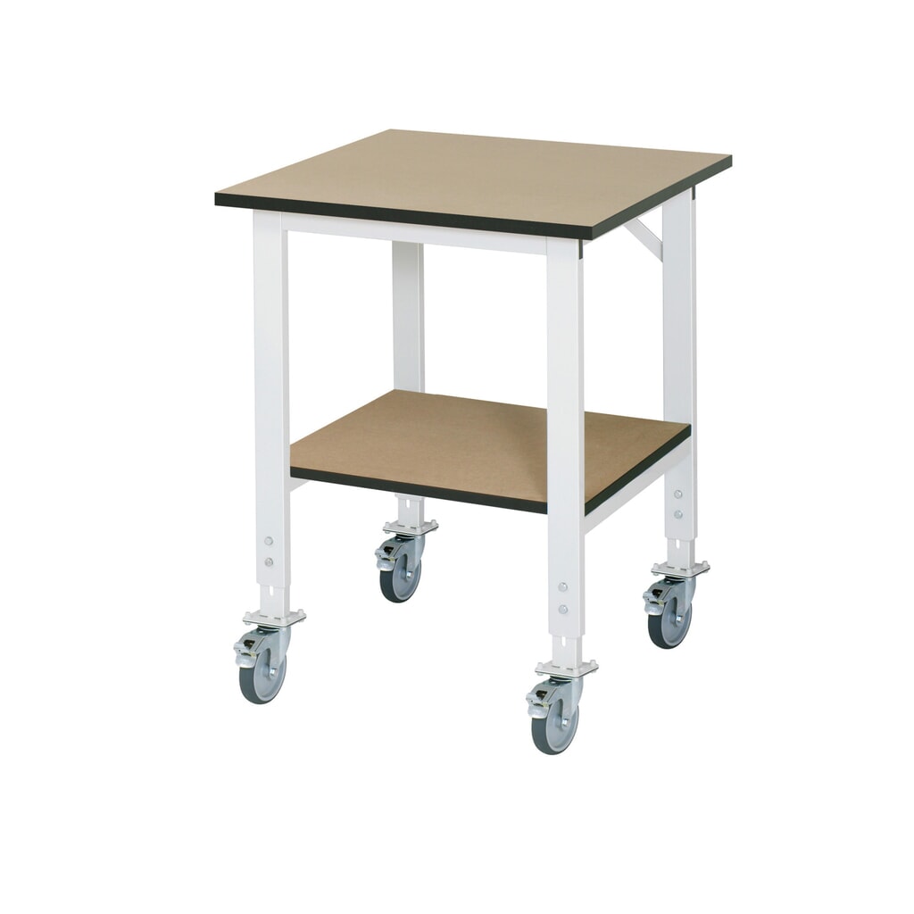 Immagine del prodotto: Tavolo da lavoro RAU regolabile in altezza Serie TOM, AxLxP 760-1.080 x 750 x 800 mm, piano di lavoro in MDF