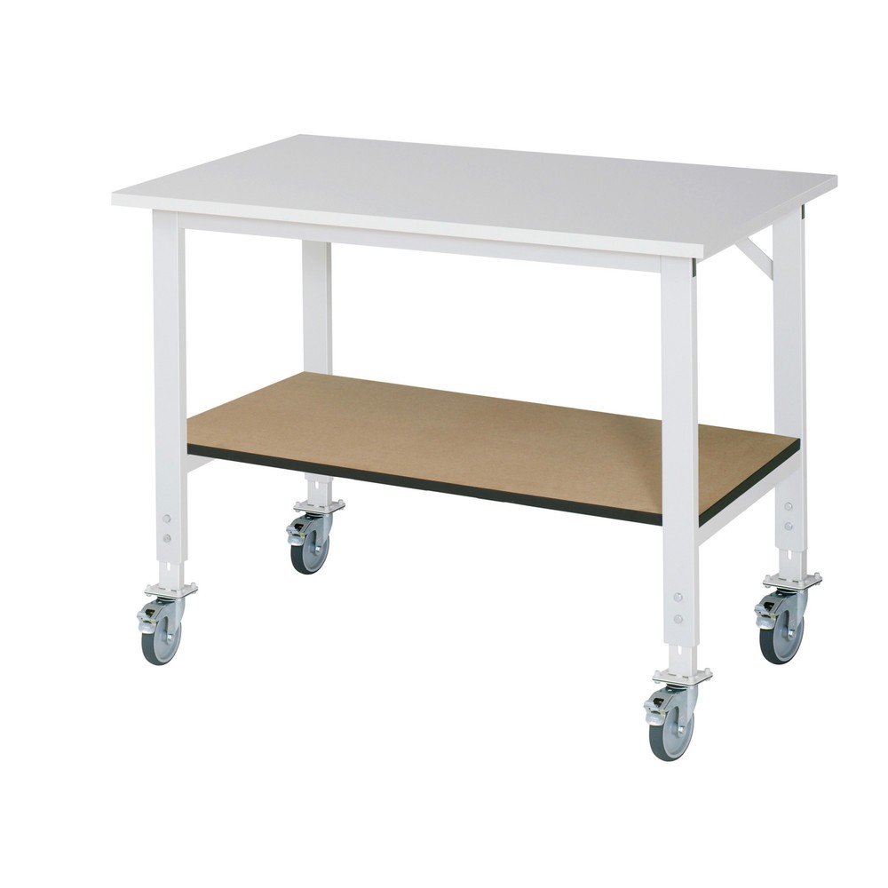 Immagine del prodotto n. 1: Tavolo da lavoro mobile RAU regolabile in altezza serie TOM, AxLxP 760-1.080 x 1.250 x 800 mm, piano di lavoro con rivestimento in melamina