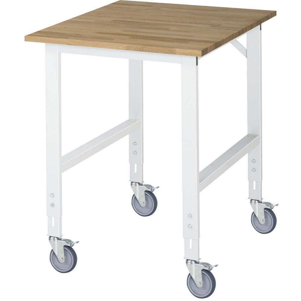 Immagine del prodotto n. 1: Banco da lavoro mobile RAU regolabile in altezza, serie TOM, altezza 910-1.230 mm, LxP 750 x 1.000 mm, piano di lavoro in faggio massiccio