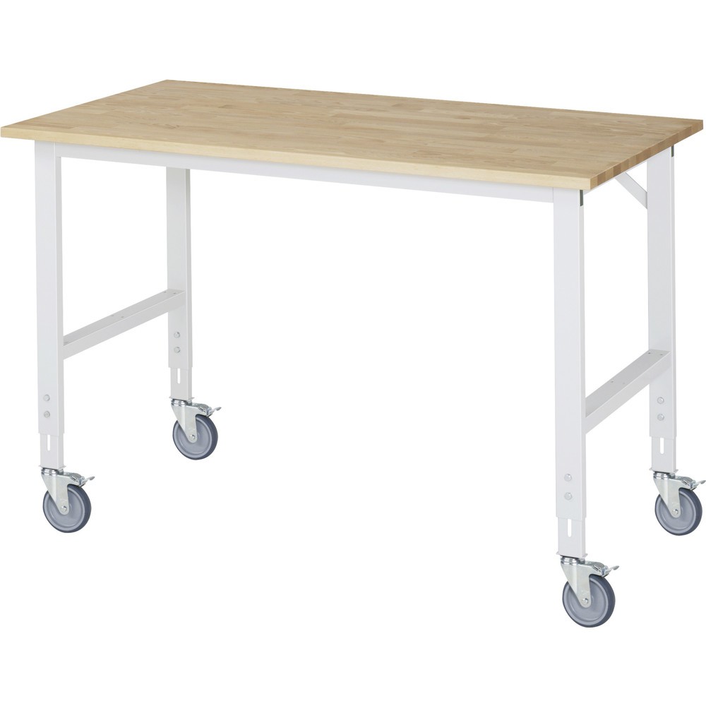 Immagine del prodotto n. 1: Banco da lavoro mobile RAU regolabile in altezza, serie TOM, altezza 910-1.230 mm, LxP 1.500 x 800 mm, piano di lavoro in faggio massiccio