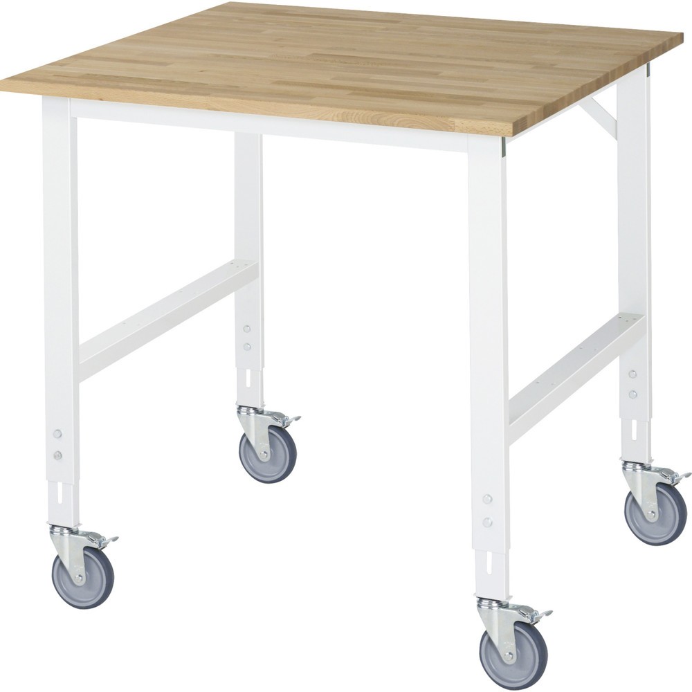 Immagine del prodotto n. 1: Banco da lavoro mobile RAU regolabile in altezza, serie TOM, altezza 910-1.230 mm, LxP 1.000 x 1.000 mm, piano di lavoro in faggio massiccio