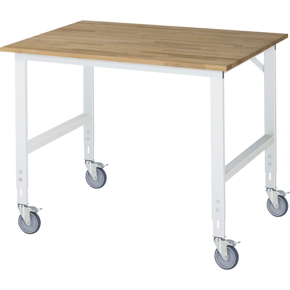 Immagine del prodotto n. 1: Banco da lavoro mobile RAU regolabile in altezza, serie TOM, altezza 910-1.230 mm, LxP 1.250 x 1.000 mm, piano di lavoro in faggio massiccio