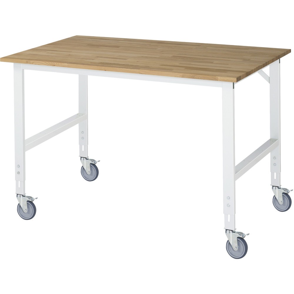 Immagine del prodotto n. 1: Banco da lavoro mobile RAU regolabile in altezza, serie TOM, altezza 910-1.230 mm, LxP 1.500 x 1.000 mm, piano di lavoro in faggio massiccio