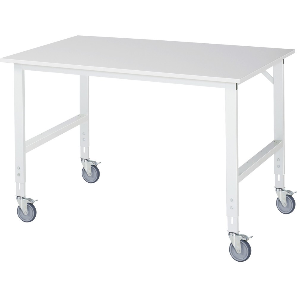 Immagine del prodotto: Banco da lavoro mobile RAU regolabile in altezza, serie TOM, altezza 910-1.230 mm, LxP 1.500 x 1.000 mm, piano di lavoro rivestito in melamina
