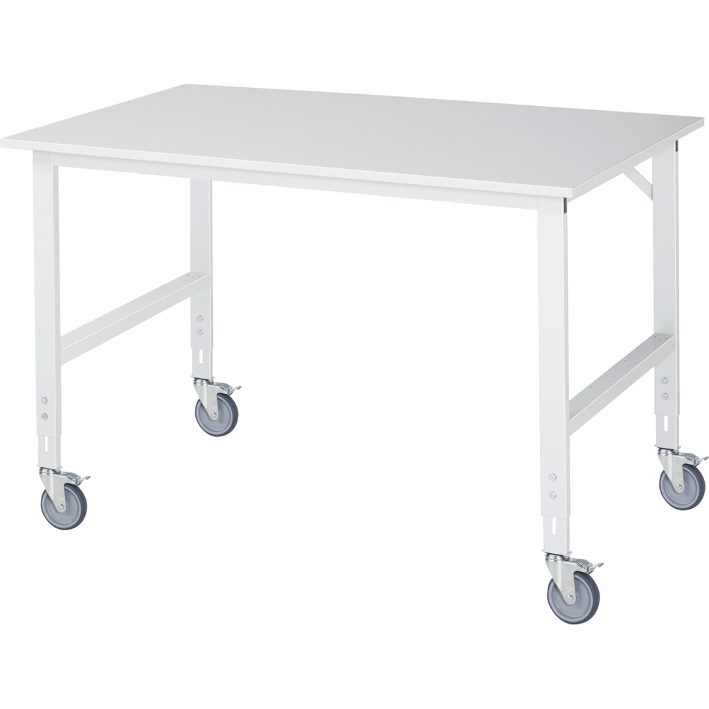 Banco da lavoro mobile RAU regolabile in altezza, serie TOM, altezza 910-1.230 mm, LxP 1.500 x 1.000 mm, piano di lavoro rivestito in melamina Immagine del prodotto: Banco da lavoro mobile RAU regolabile in altezza, serie TOM, altezza 910-1.230 mm, LxP 1.500 x 1.000 mm, piano di lavoro rivestito in melamina