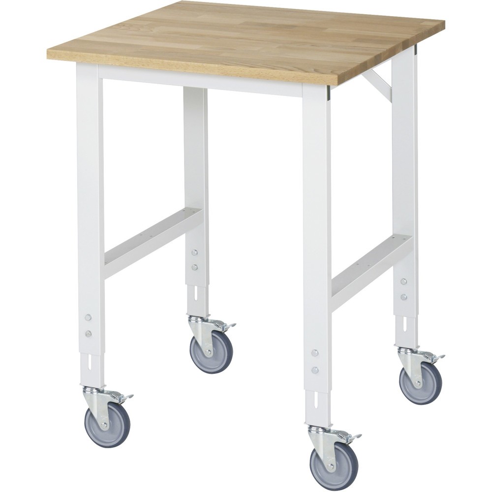 Immagine del prodotto n. 1: Banco da lavoro mobile RAU regolabile in altezza, serie TOM, altezza 910-1.230 mm, LxP 750 x 800 mm, piano di lavoro in faggio massiccio