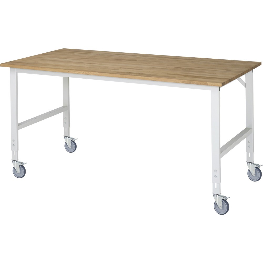 Immagine del prodotto n. 1: Banco da lavoro mobile RAU regolabile in altezza, serie TOM, altezza 910-1.230 mm, LxP 2.500 x 1.000 mm, piano di lavoro in faggio massiccio