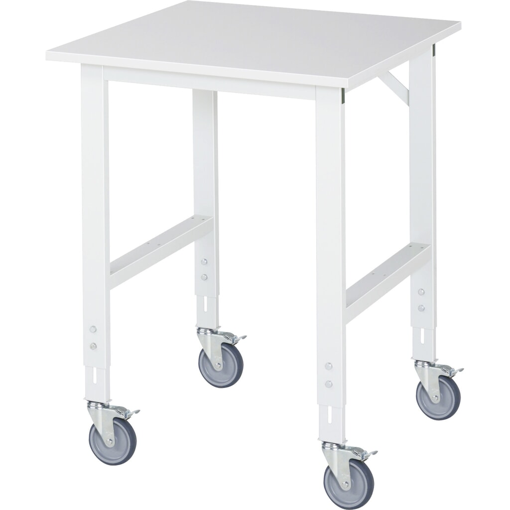 Immagine del prodotto n. 1: Banco da lavoro mobile RAU regolabile in altezza, serie TOM, altezza 910-1.230 mm, LxP 750 x 800 mm, piano di lavoro rivestito in melamina