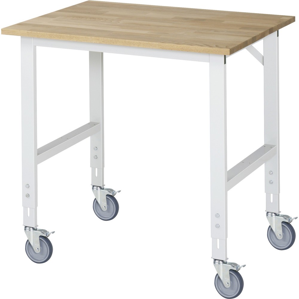 Immagine del prodotto n. 1: Banco da lavoro mobile RAU regolabile in altezza, serie TOM, altezza 910-1.230 mm, LxP 1.000 x 800 mm, piano di lavoro in faggio massiccio