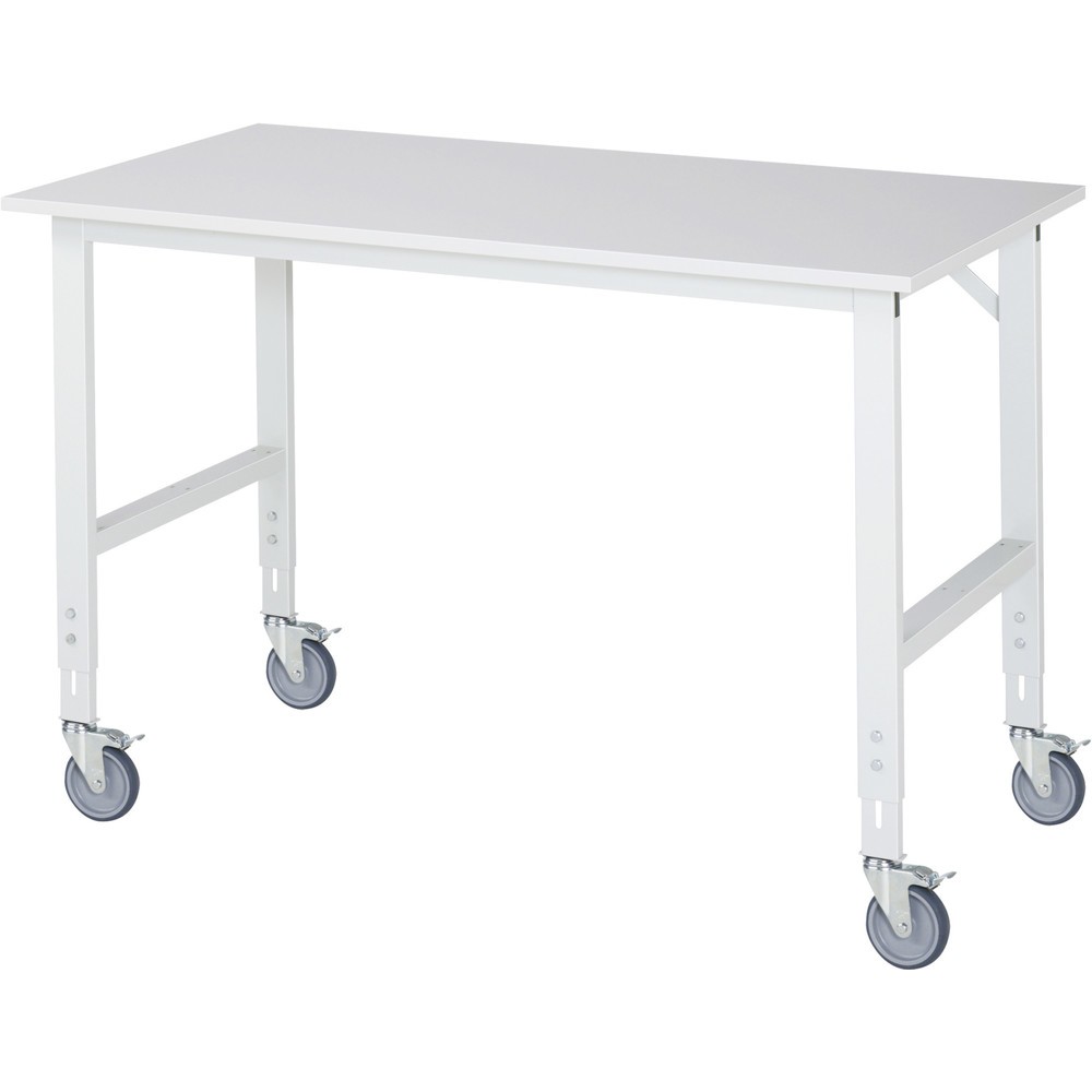 Immagine del prodotto n. 1: Banco da lavoro mobile RAU regolabile in altezza, serie TOM, altezza 910-1.230 mm, LxP 1.500 x 800 mm, piano di lavoro rivestito in melamina