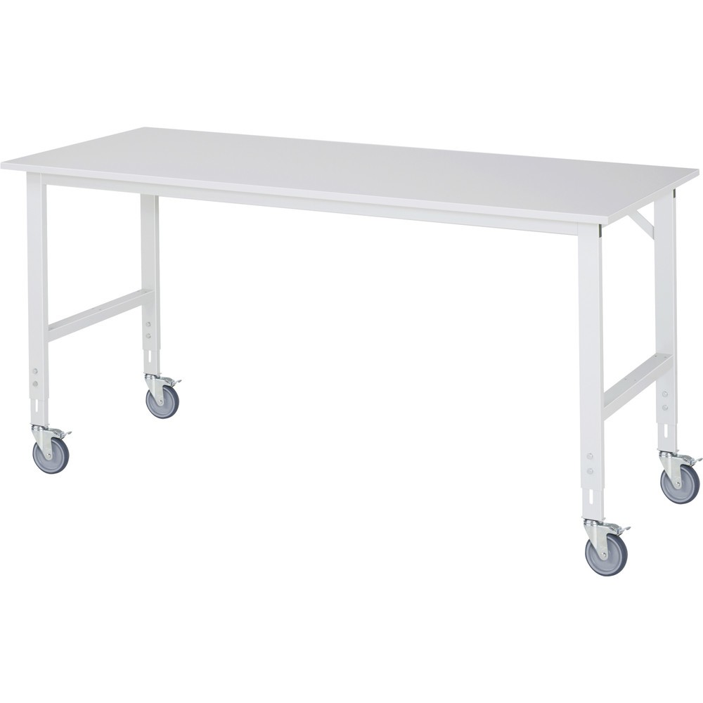Immagine del prodotto n. 1: Banco da lavoro mobile RAU regolabile in altezza, serie TOM, altezza 910-1.230 mm, LxP 2.500 x 800 mm, piano di lavoro rivestito in melamina