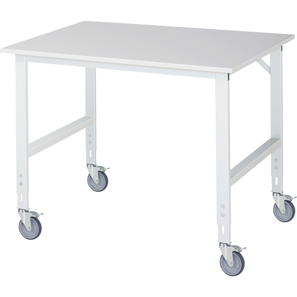 Immagine del prodotto n. 1: Banco da lavoro mobile RAU regolabile in altezza, serie TOM, altezza 910-1.230 mm, LxP 1.250 x 1.000 mm, piano di lavoro rivestito in melamina