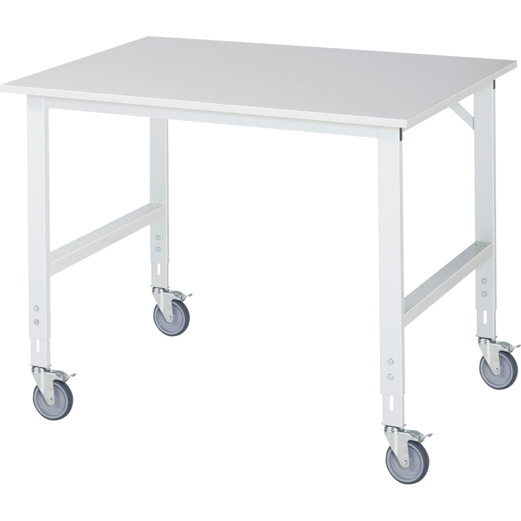 Immagine del prodotto: Banco da lavoro mobile RAU regolabile in altezza, serie TOM, altezza 910-1.230 mm, LxP 1.250 x 1.000 mm, piano di lavoro rivestito in melamina