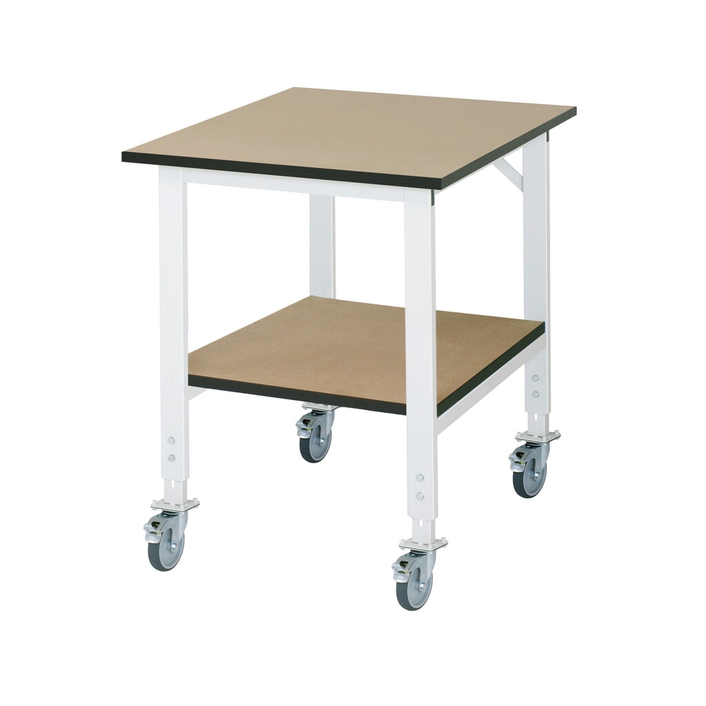 Immagine del prodotto: Tavolo da lavoro mobile RAU regolabile in altezza serie TOM con piano di appoggio profondità 795 mm, altezza 910-1.230 mm, LxP 750 x 1.000 mm, piano di lavoro in MDF