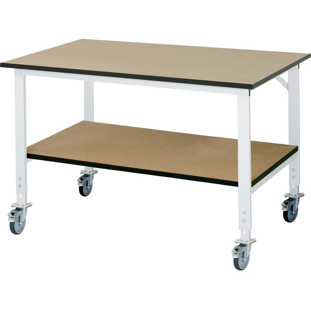Immagine del prodotto n. 1: Tavolo da lavoro mobile RAU regolabile in altezza serie TOM con piano di appoggio profondità 795 mm, altezza 910-1.230 mm, LxP 1.500 x 1.000 mm, piano di lavoro in MDF