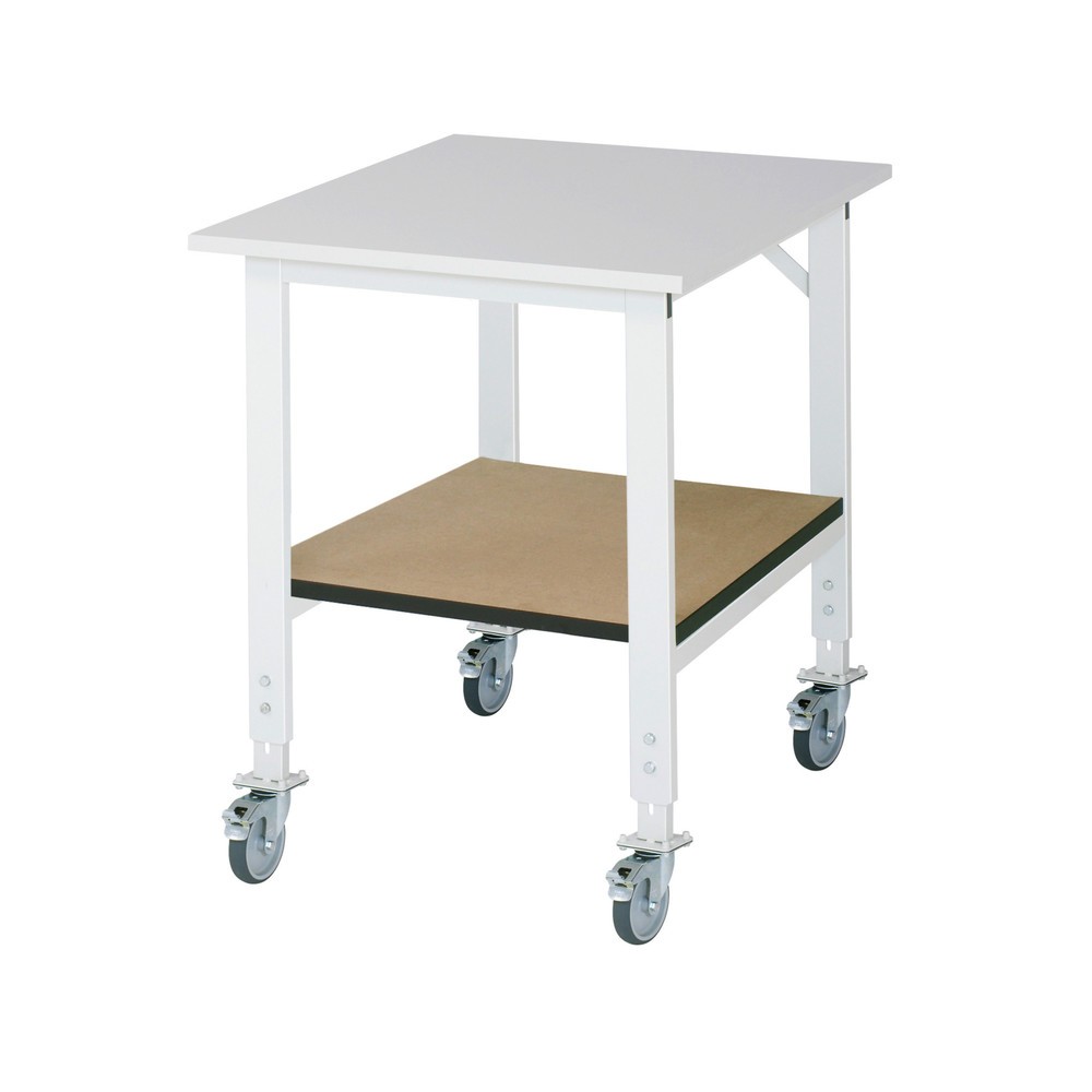 Immagine del prodotto: Tavolo da lavoro mobile RAU regolabile in altezza serie TOM con piano di appoggio profondità 795 mm, altezza 910-1.230 mm, LxP 750 x 1.000 mm, piano di lavoro con rivestimento in melamina