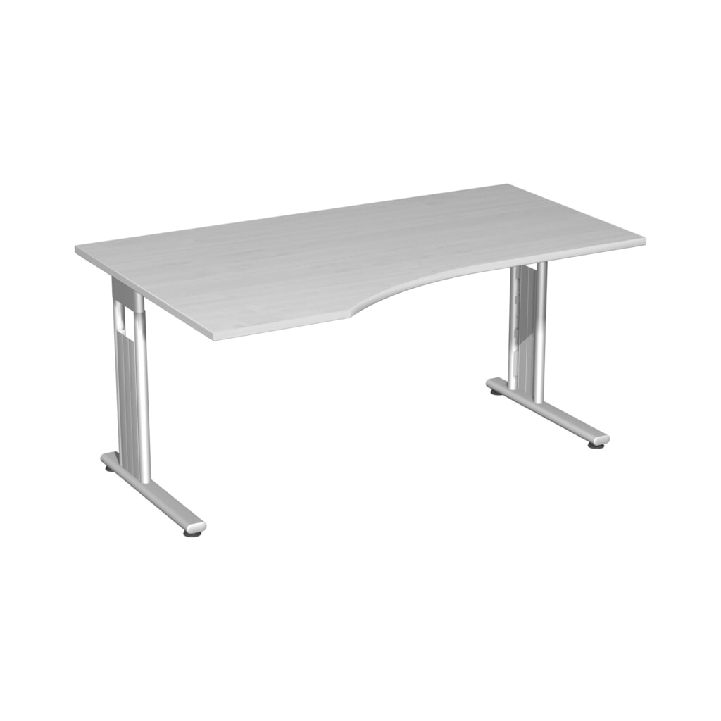 Immagine del prodotto: Scrivania da ufficio Geramöbel Lissabon, telaio con piedino a C, piano del tavolo sagomato a forma di PC a sinistra, LxP 1.800 x 1.000 mm, acero