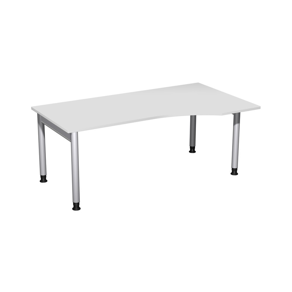 Immagine del prodotto: Tavolo da lavoro per PC Profi, telaio a 4 piedini, regolabile in altezza, forma per PC a destra, LxP 1800 x 1000 mm, grigio chiaro