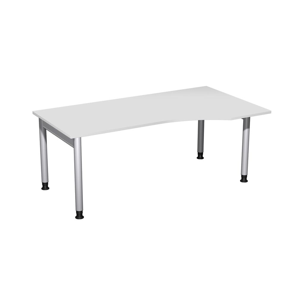 Geramöbel scrivania Profi regolabile manualmente in altezza, telaio a 4 piedini, piano del tavolo a forma PC a destra, LxP 1.800 x 1.000 mm, grigio chiaro. Immagine del prodotto: Geramöbel scrivania Profi regolabile manualmente in altezza, telaio a 4 piedini, piano del tavolo a forma PC a destra, LxP 1.800 x 1.000 mm, grigio chiaro.