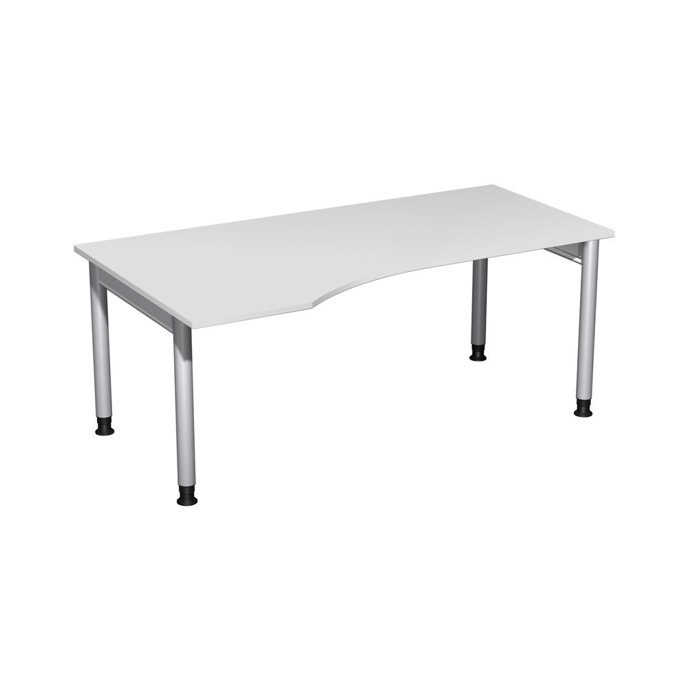 Immagine del prodotto: Tavolo da lavoro per PC Profi, telaio a 4 piedini, regolabile in altezza, forma per PC a sinistra, LxP 1800 x 1000 mm, grigio chiaro