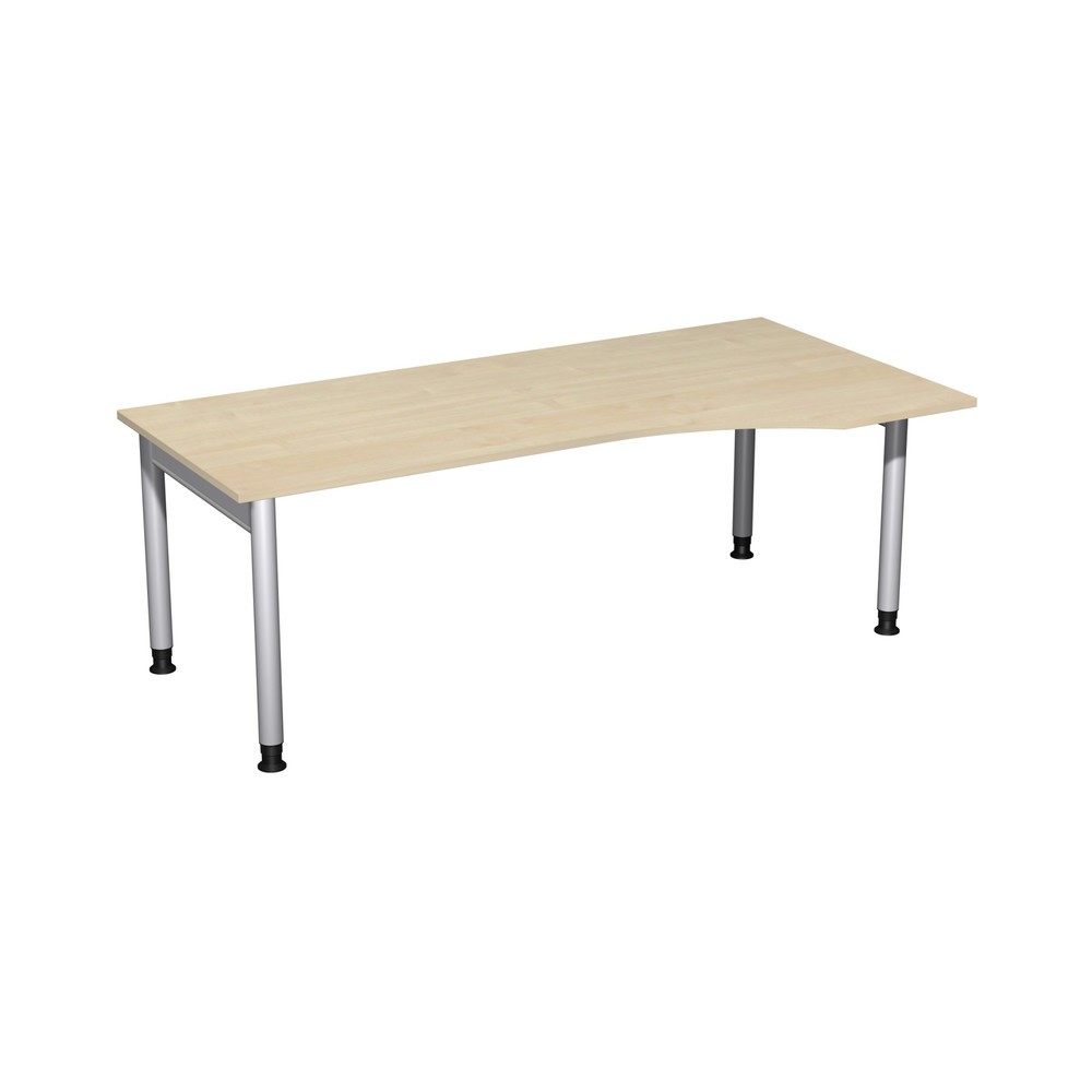 Immagine del prodotto: Tavolo da lavoro per PC Profi, telaio a 4 piedini, regolabile in altezza, forma per PC a destra, LxP 2000 x 1000 mm, acero