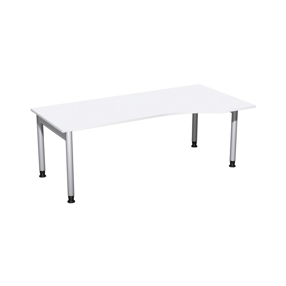 Immagine del prodotto: Tavolo da lavoro per PC Profi, telaio a 4 piedini, regolabile in altezza, forma per PC a destra, LxP 2000 x 1000 mm, bianco