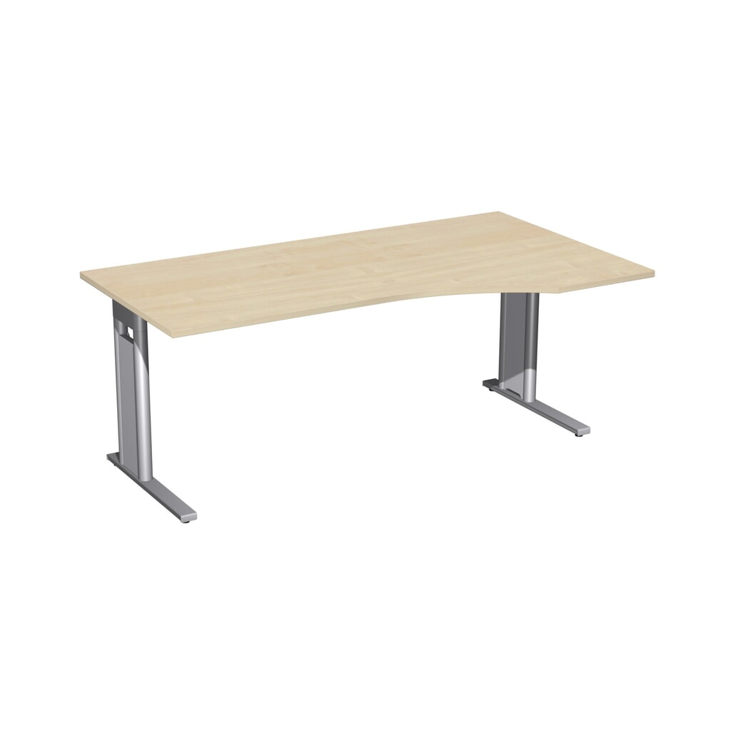 Scrivania da ufficio Geramöbel Profi, telaio con piedino a C, piano del tavolo sagomato a forma di PC a destra, LxP 1.800 x 1.000 mm, acero Immagine del prodotto: Scrivania da ufficio Geramöbel Profi, telaio con piedino a C, piano del tavolo sagomato a forma di PC a destra, LxP 1.800 x 1.000 mm, acero